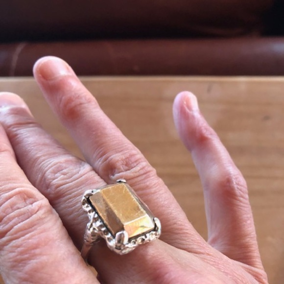 RARE, Custom-Made DIGBY & IONA Sterling/Brass Cocktail Ring 6.25 - Picture 11 of 11